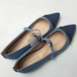 NWT Womens Denim Pointed Flats-7.5/9